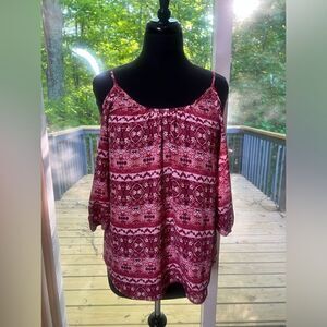 Pink Rose Cold Shoulder Top